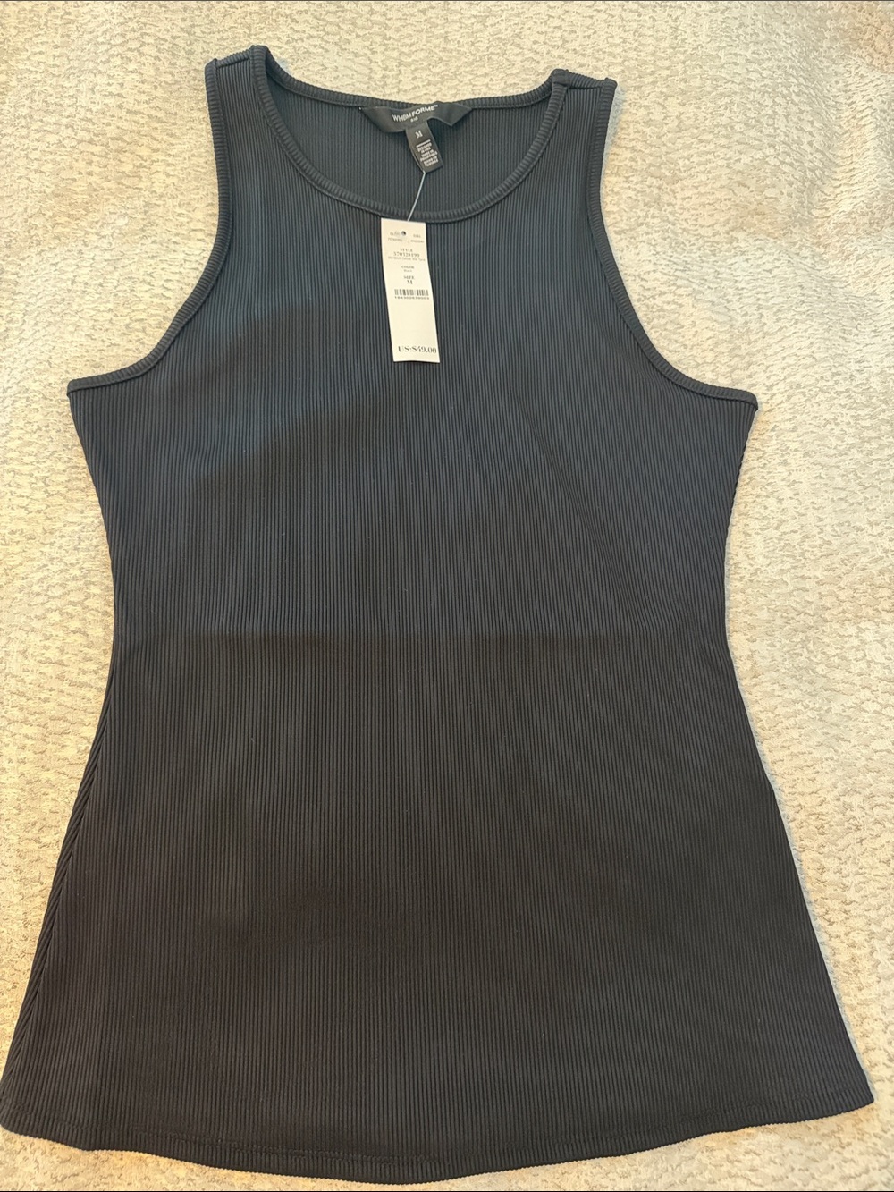 WHBM Black Ribbed Tank Top